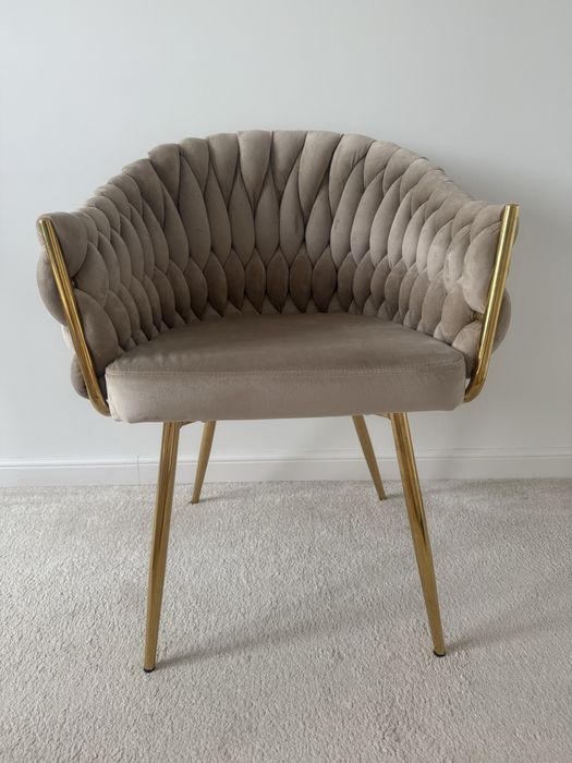 Krzesło welurowe Marbella beżowe 4 sztuki