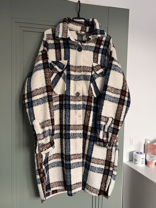 Plaszcz piekny viral modny kratka jesien zima swieta