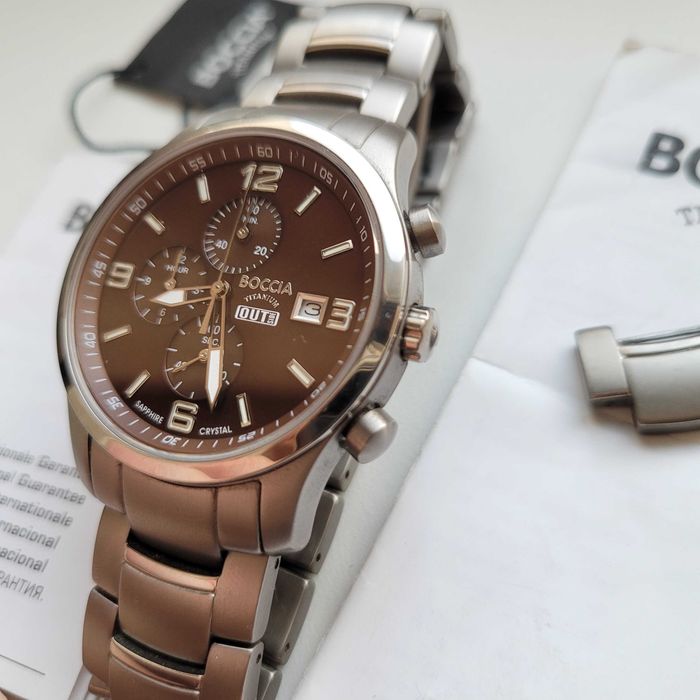 Zegarek tytanowy Boccia Titanium Outside sappchire crystal 40mm 10bar