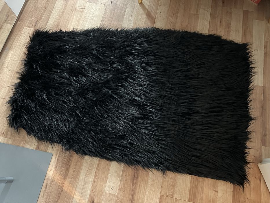 Okazja! Nowy! Duży dywan futro najwyższa jakość czarny puszysty
