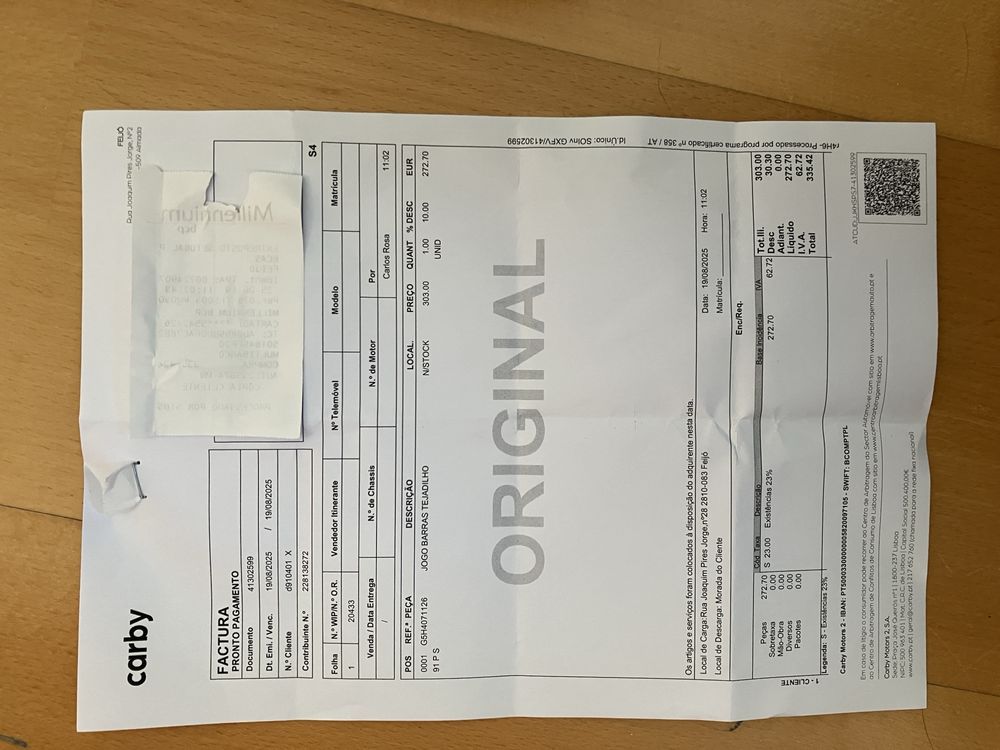 Barras tejadilho Volkswagen originais NOVAS