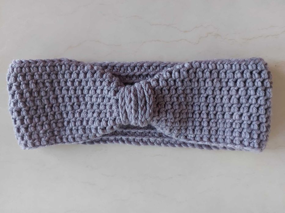 Ręcznie szydełkowana opaska na głowę 100% WEŁNA merynosa