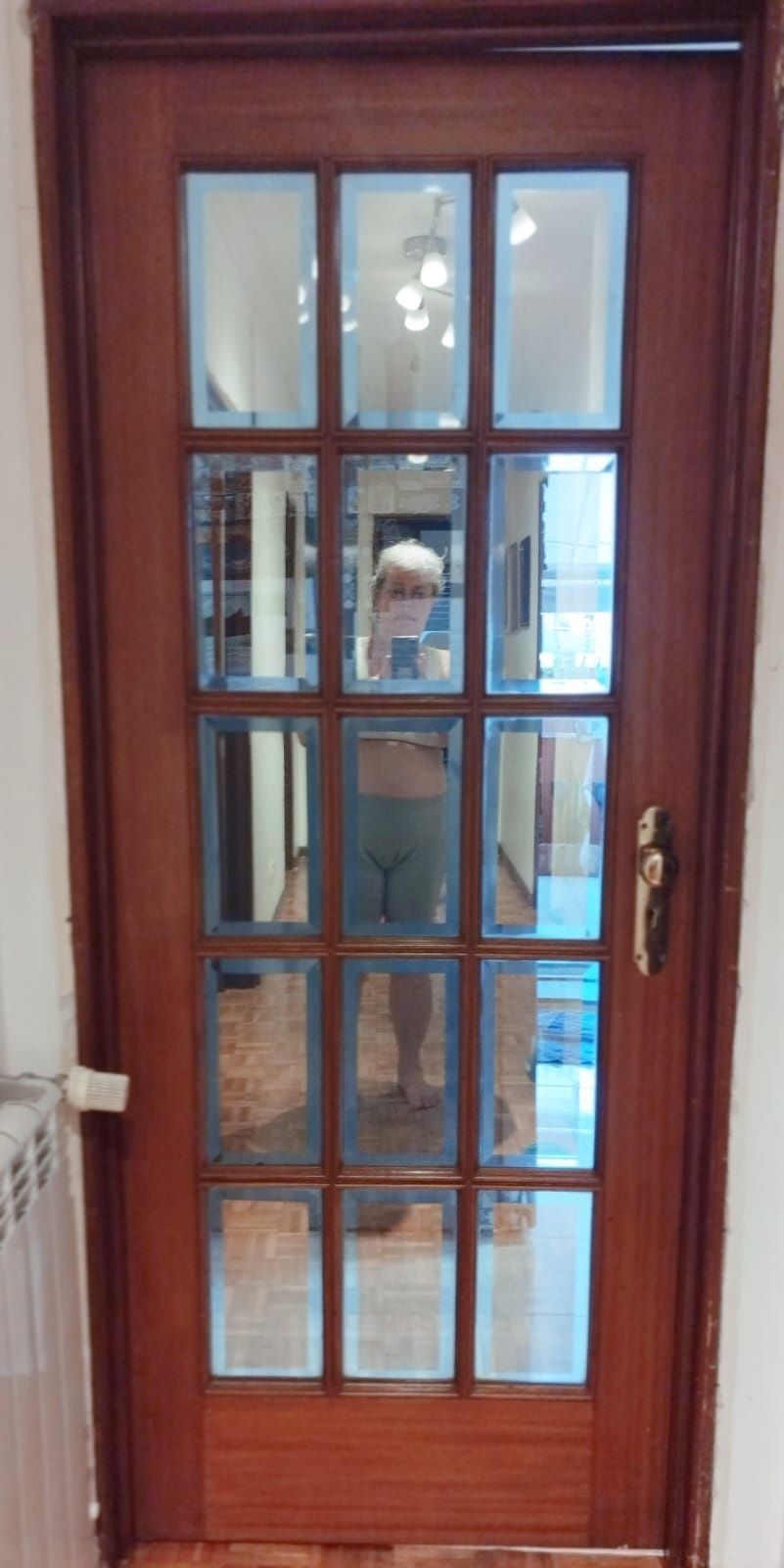 8 Portas de madeira com vidro jateado+fechadura/maçaneta/espelho