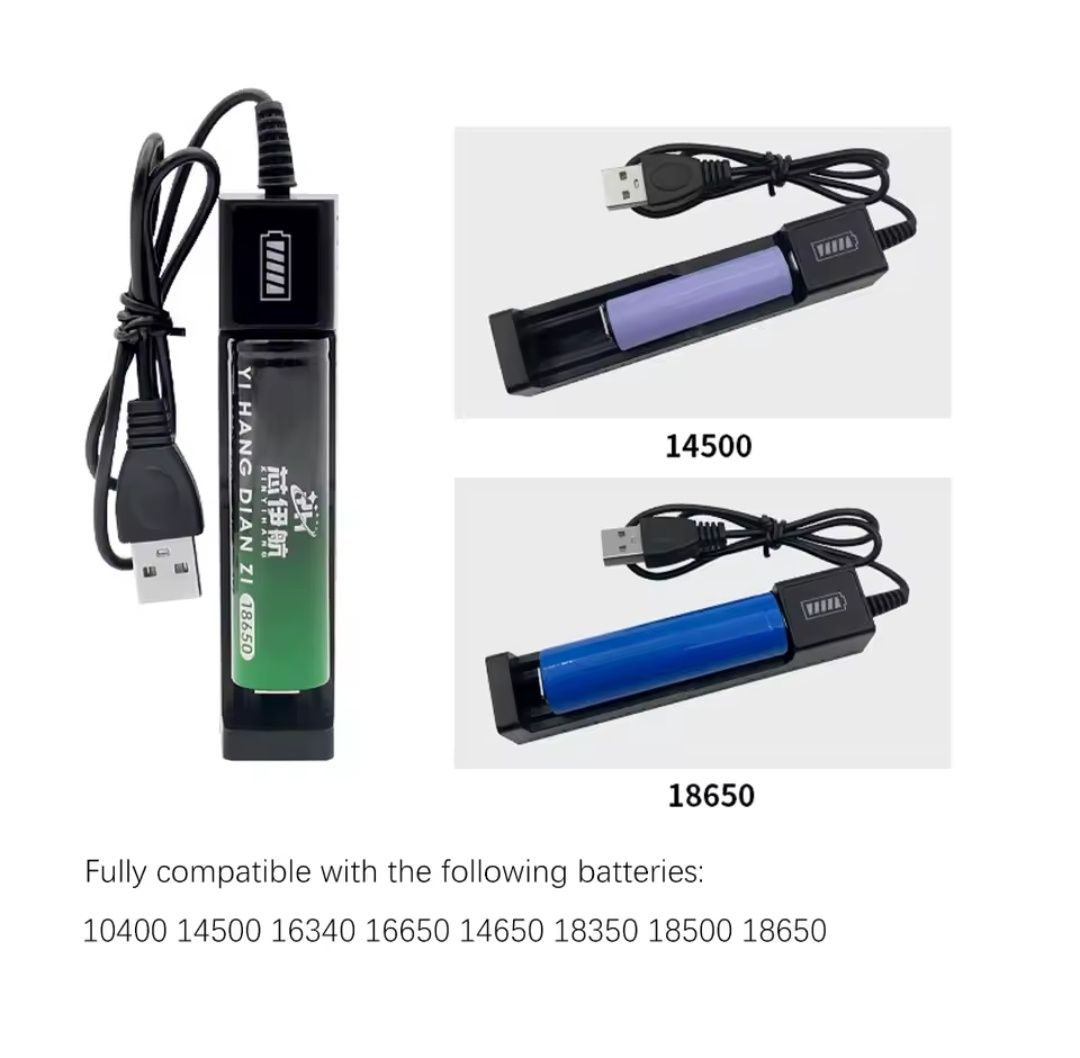 Ładowarka ogniw 18650, 14650 USB pojedyncza pod namiot, kemping