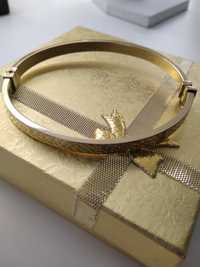 Złota sztywna bransoletka grawerowana złoto 585