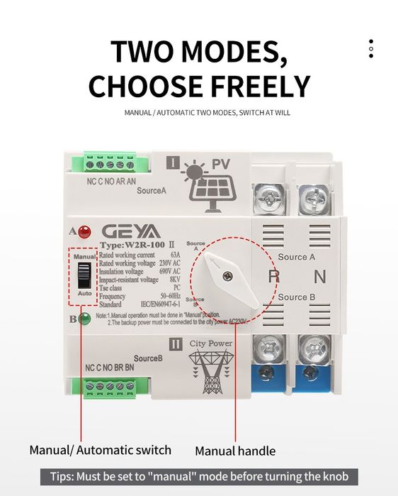 АВР Автомат вводу резерва GEYA 63A