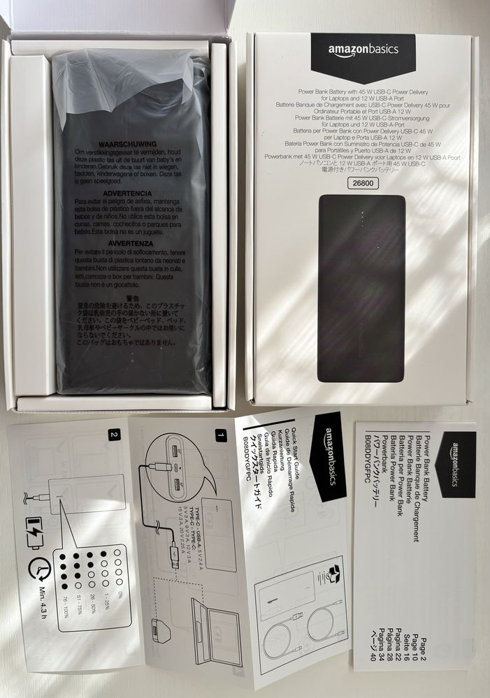 Павербанк повербанк power bank amazon basics USB-C 26800 mAh 45w