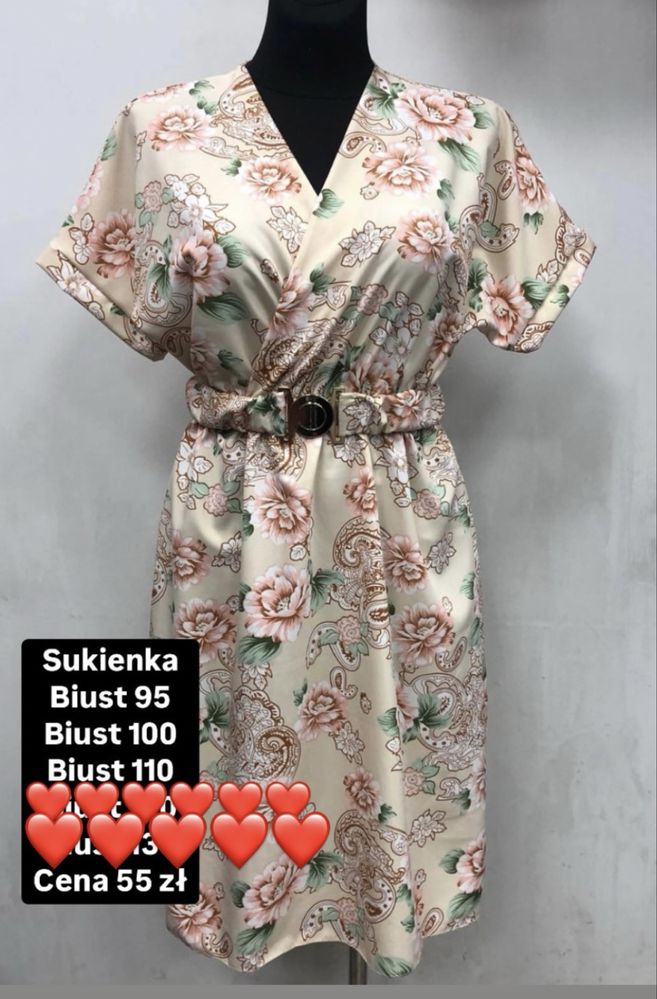 Sukienka kwiaty biust 95 wizytowa krótka