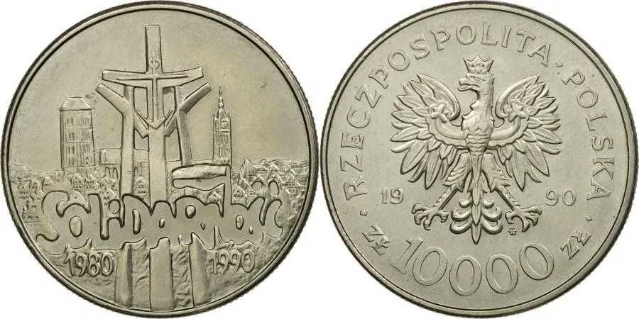 PRL - 10000 zł . Solidarność 1980 - 1990 Bardzo ładny stan .