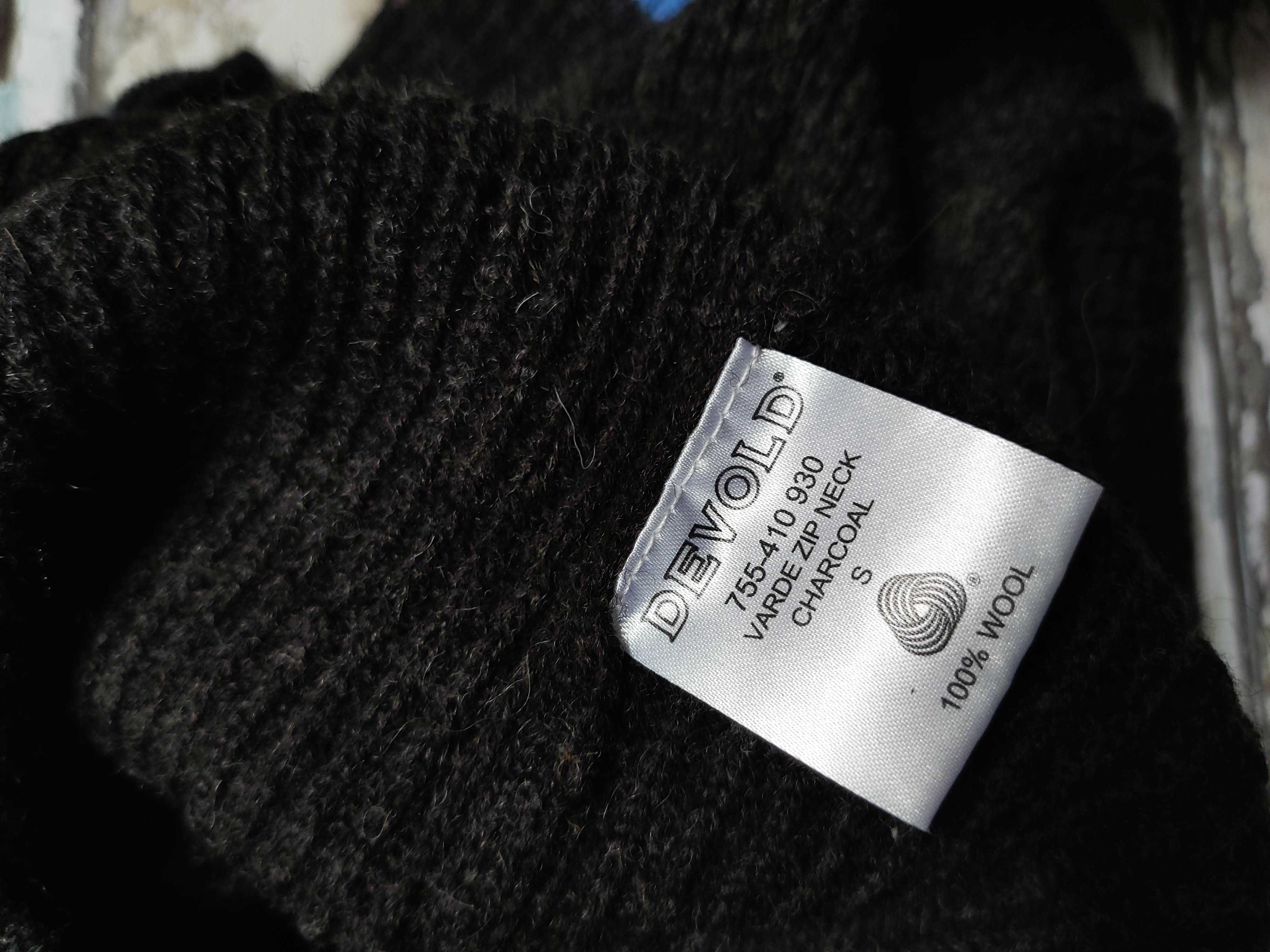 Devold varde zip neck ciemnoszary sweter 100% S