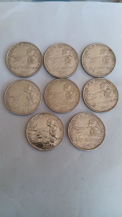 9 moedas de 1 escudo prata ,1910