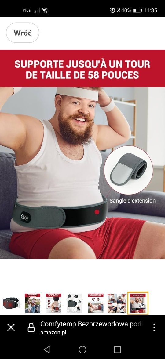 Pas grzewczy Comfytemp z masażem i powerbankiem 5000mAh