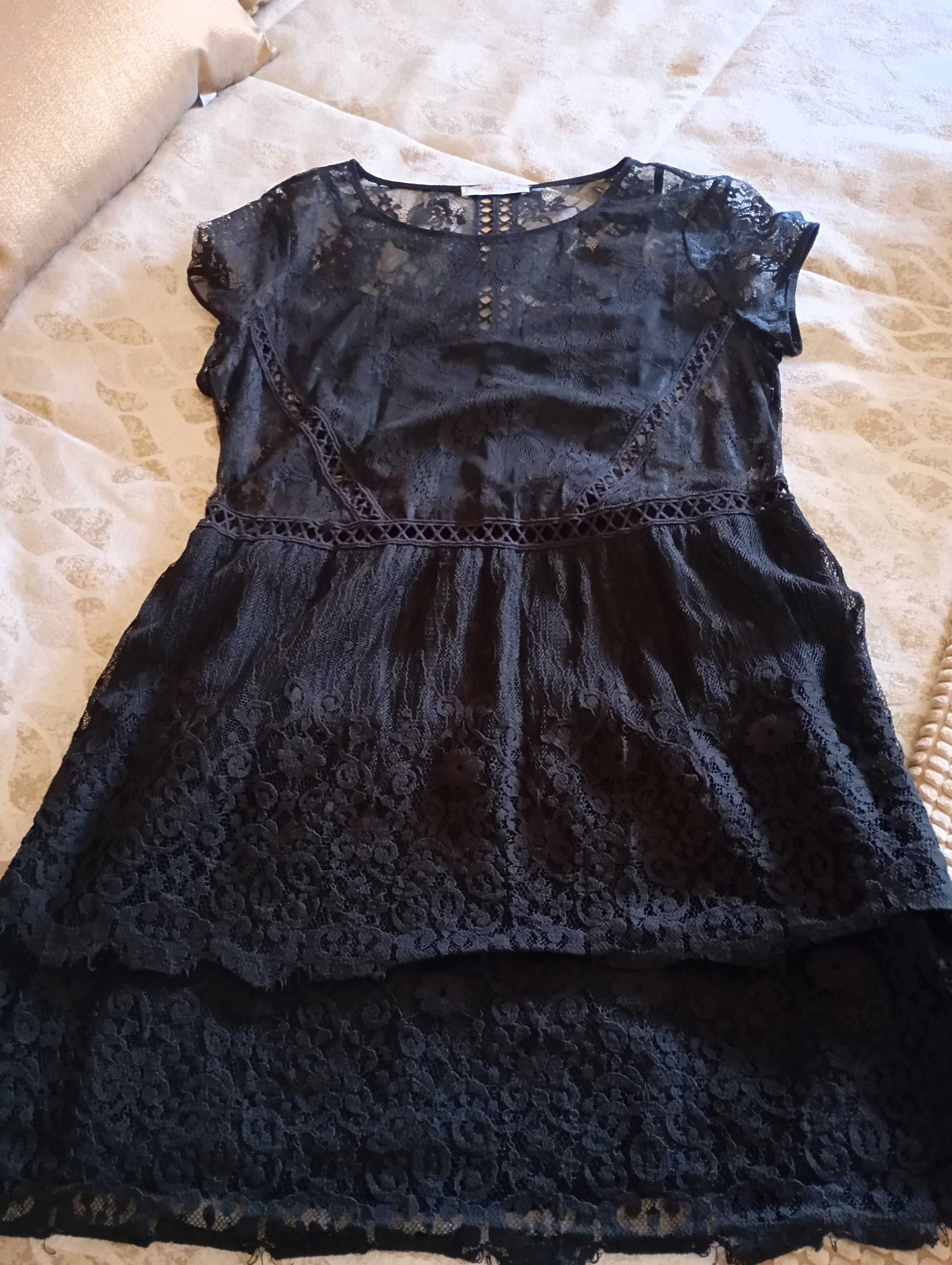 Vestido M-Mango, renda, preto
