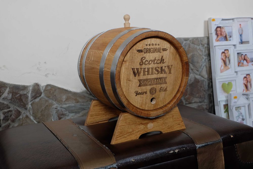 Бочка дубова 3л із латунним краном + різні розміри + ПОДАРУНОК