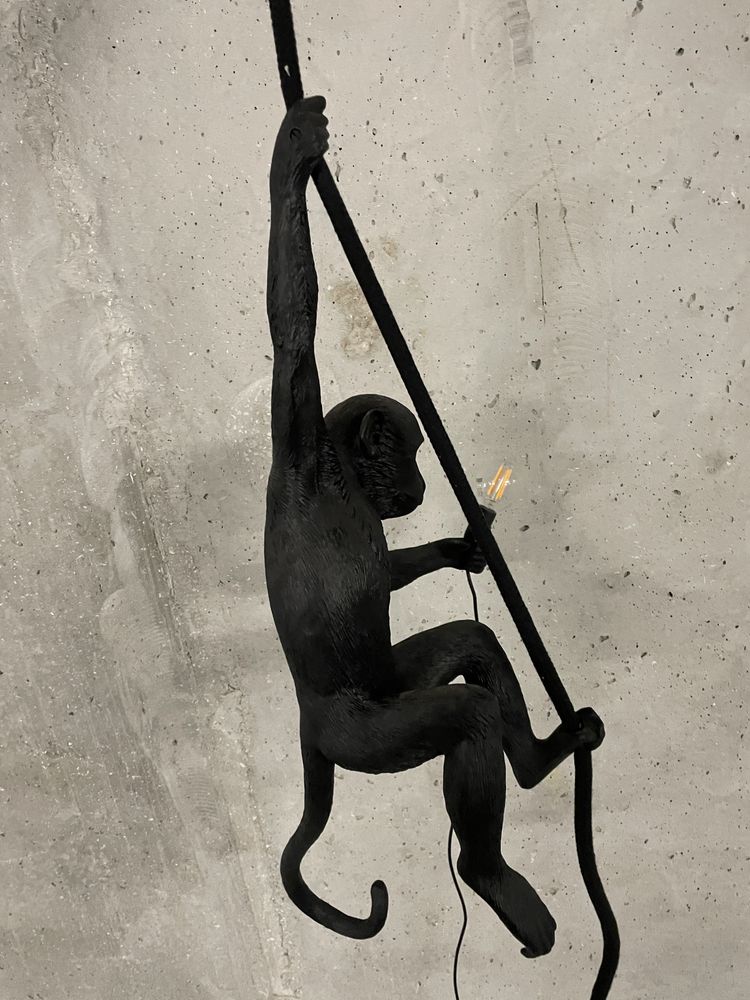 Lampa wisząca HANGING MONKEY 76,5 cm, z liną, czarny, Seletti