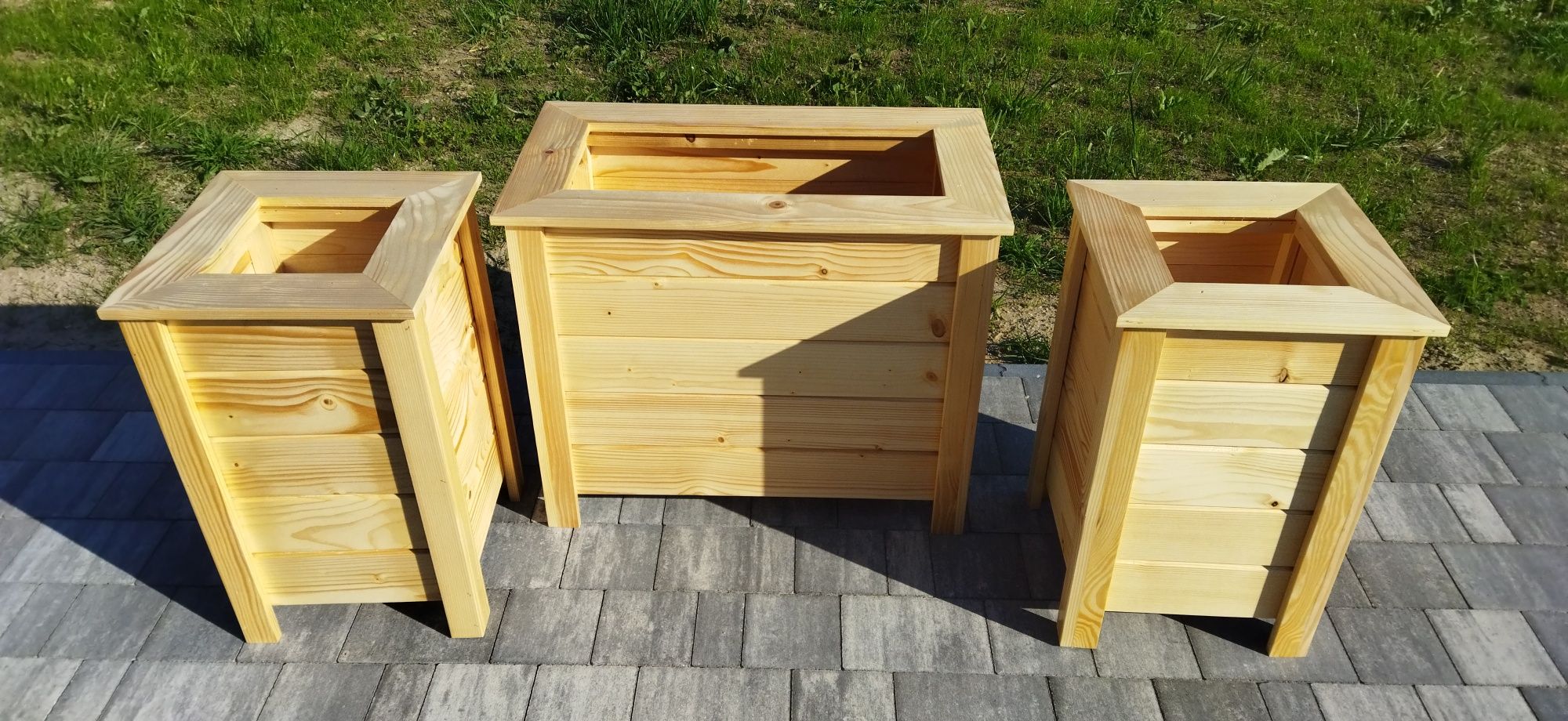 Donica drewniana tarasowa wysoka i długa 38x68x56