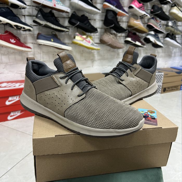 Чоловічі кросівки Skechers Delson сітка шкіра 48 р хакі легкі бу спорт