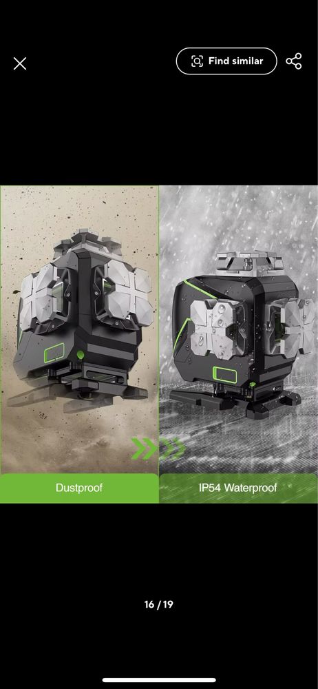 Laser 360° Huepar S04CG verde 2 linhas horizontais 2 linhas verticais