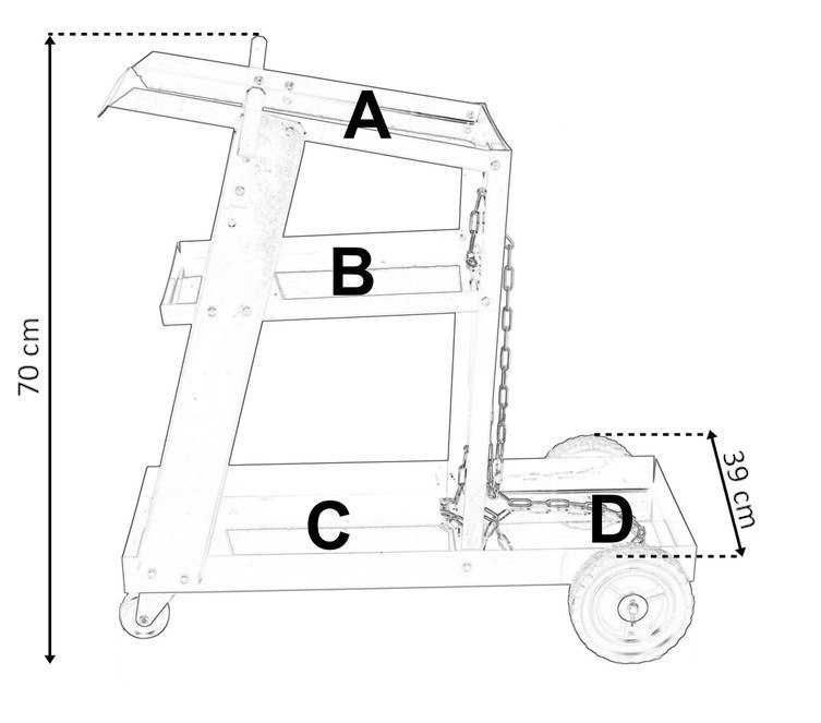 Wózek spawalniczy warsztatowy 3 półki miejsce na butlę gazową