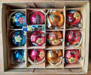 Bombki Choinkowe Malowane Ręcznie PRL VINTAGE Zestaw VIII