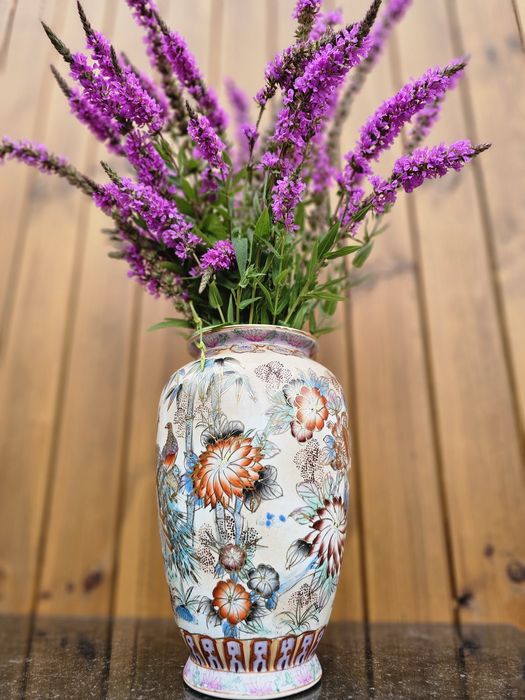 Wazon malowany kwiaty pawie 32 cm #1143 Stylowy Węgrów