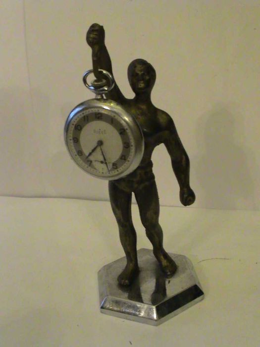 Stojak FIGURALNY metalowy na zegarek kieszonkowy - Rzadkość