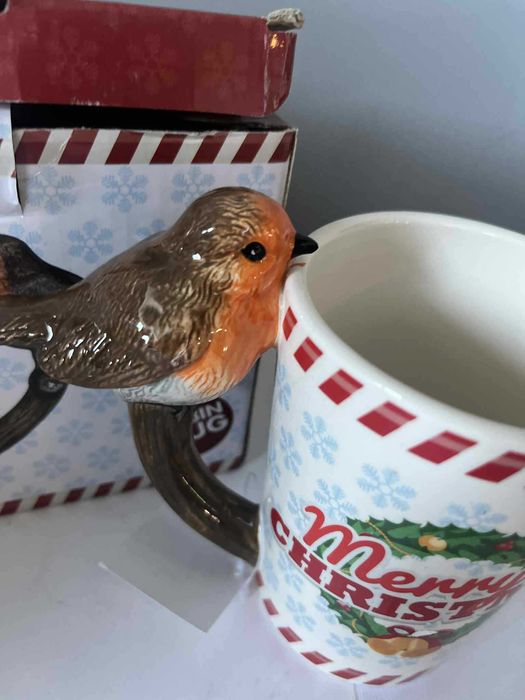 Ptak Robin porcelanowy kubek świąteczny Bożenarodzenie Leonardo