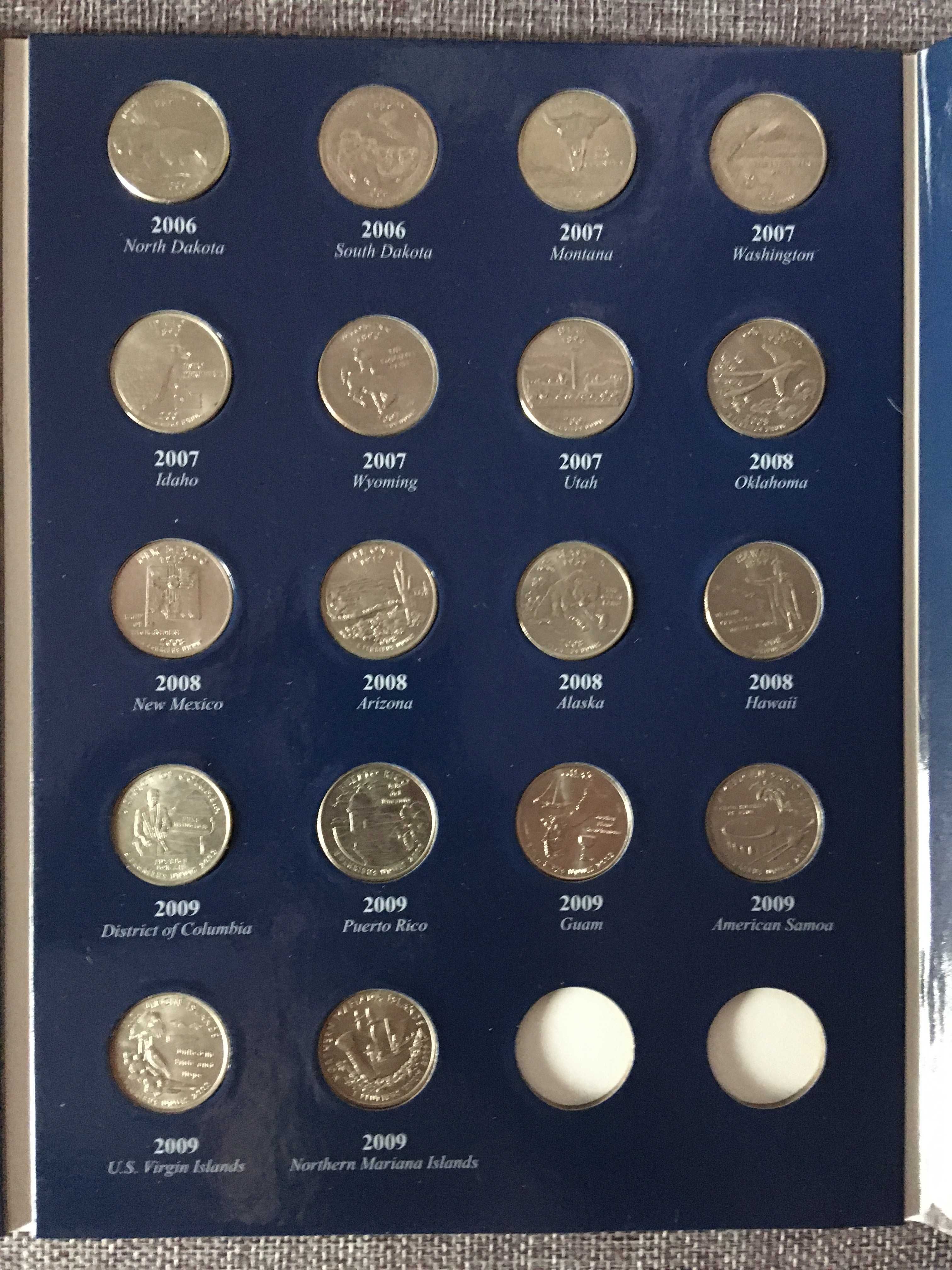 Quarter dollar 1999 -2009 ; pełna kolekcja 56 monet z serii "Stany"