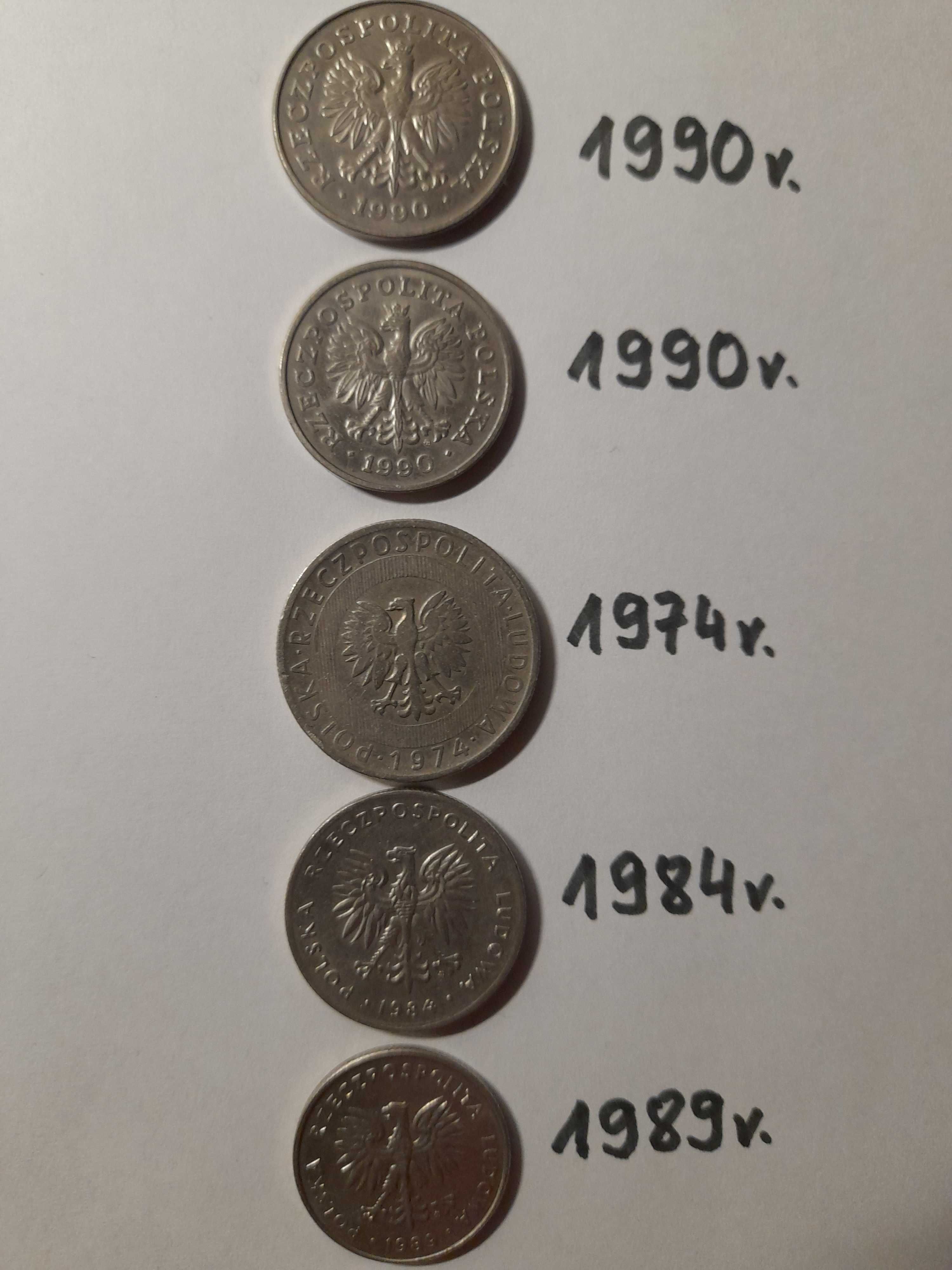 Monety z miedzioniklu i aluminium z lat 1974 - 1990
