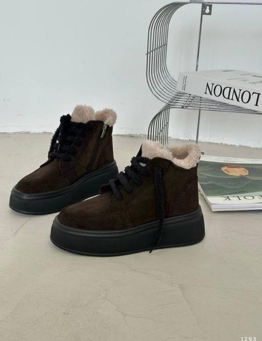 Жіночі зимові черевики Тедді натуральна замша