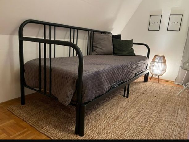 Łóżko  metalowe czarne Ikea Fyresdal leżanka 80-160x200 materace
