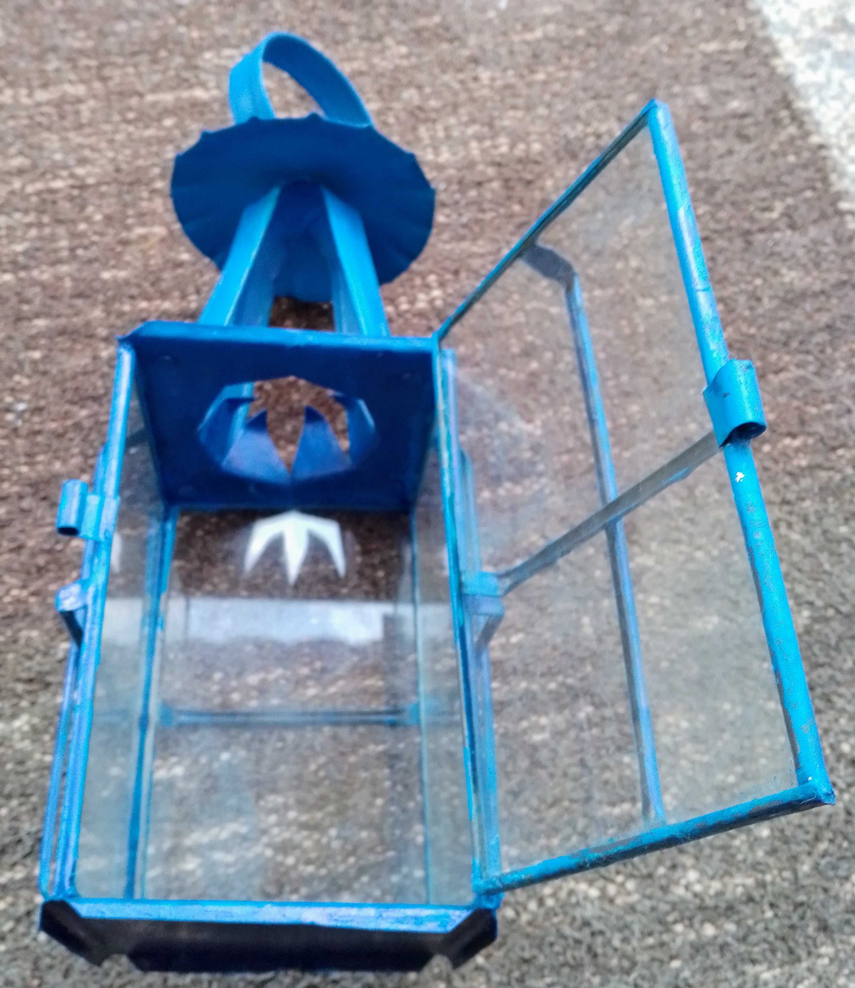 Lampião metal azul