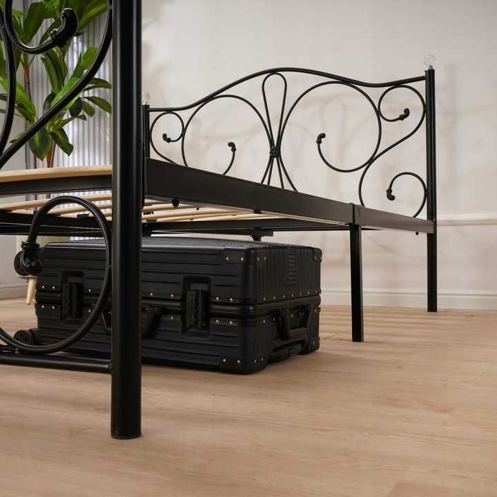 Łóżko Metalowe Glamour Czarne z Kryształkami 120x200 +Stelaż Drewniany