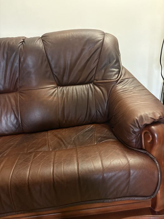 Skorzana kanapa + ława