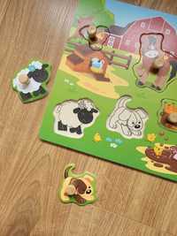 Układanka puzzle z uchwytem Montessori zwierzęta