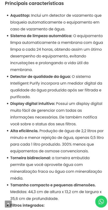 Máquina filtrar água osmose i-water 8G