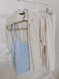 52-54 р. костюм льон футболка рубашка бріджи блузка штани бежевий брюк