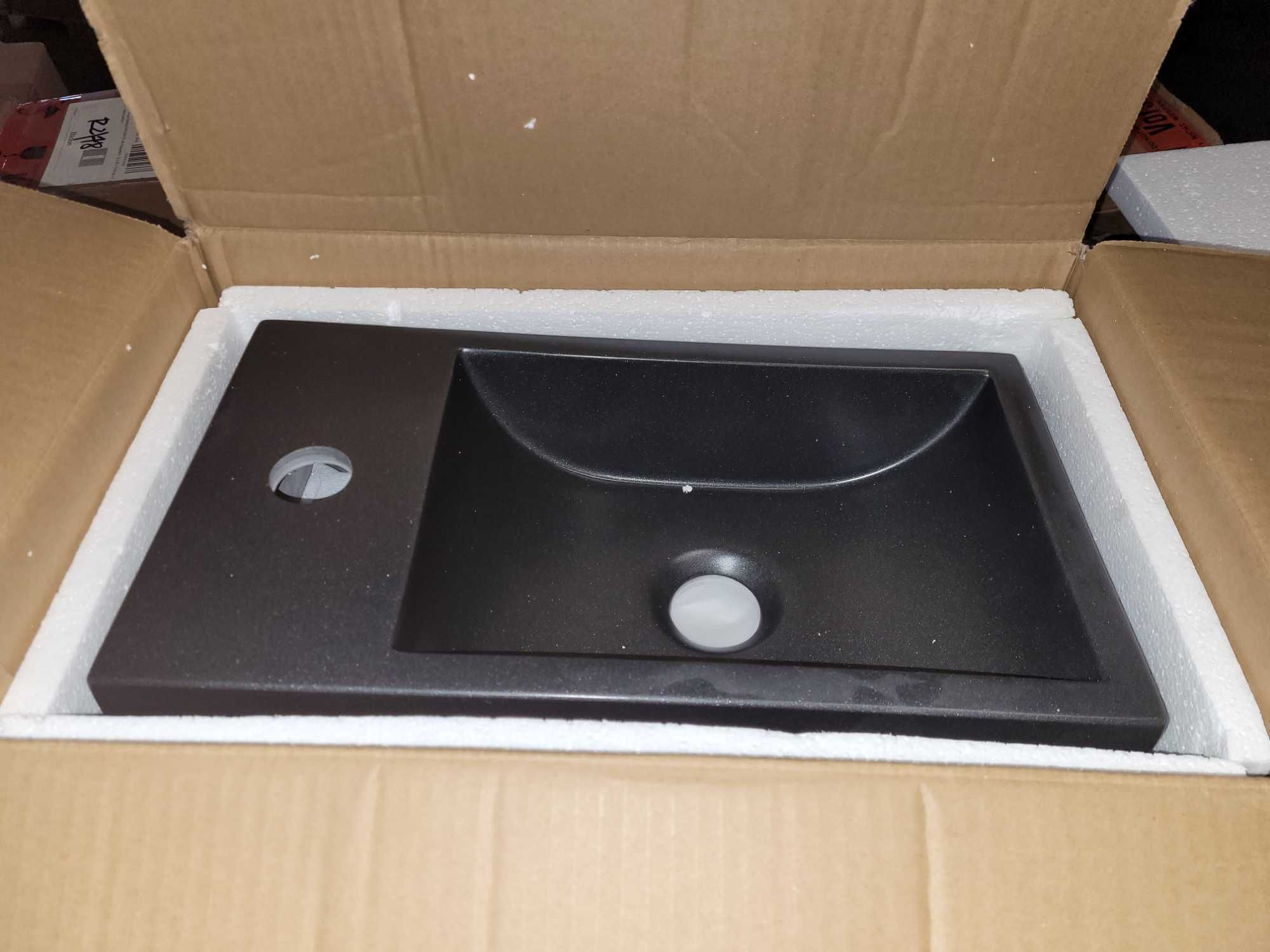 Umywalka z konglomeratu BA18 - 40 x 22 x 10 cm  Czarny kwarc