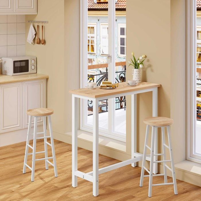 Loftowy Stolik Barowy 100x100x40cm Wyspa Kuchenna Woltu Jasny Dąb