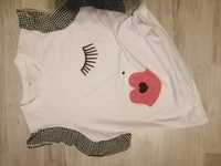 Bluzka T-shirt usta roz W oversize