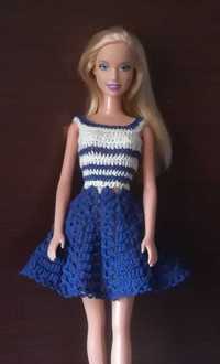 Szydełkowa sukienka, ubranko dla lalki Barbie
