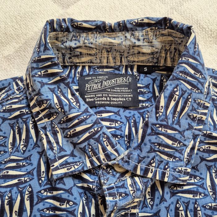 Koszula r. S, s. Bdb męska, f. Petrol, niebieska w śledzie