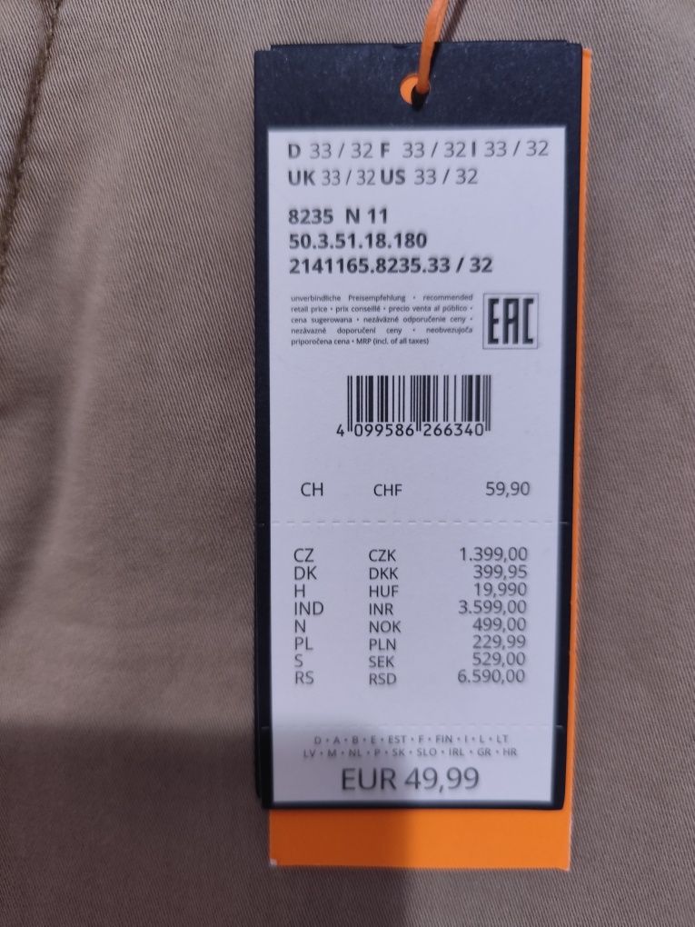 QS S.Oliver Spodnie Męskie Slim Fit Model Rick casual codzień piaskowy
