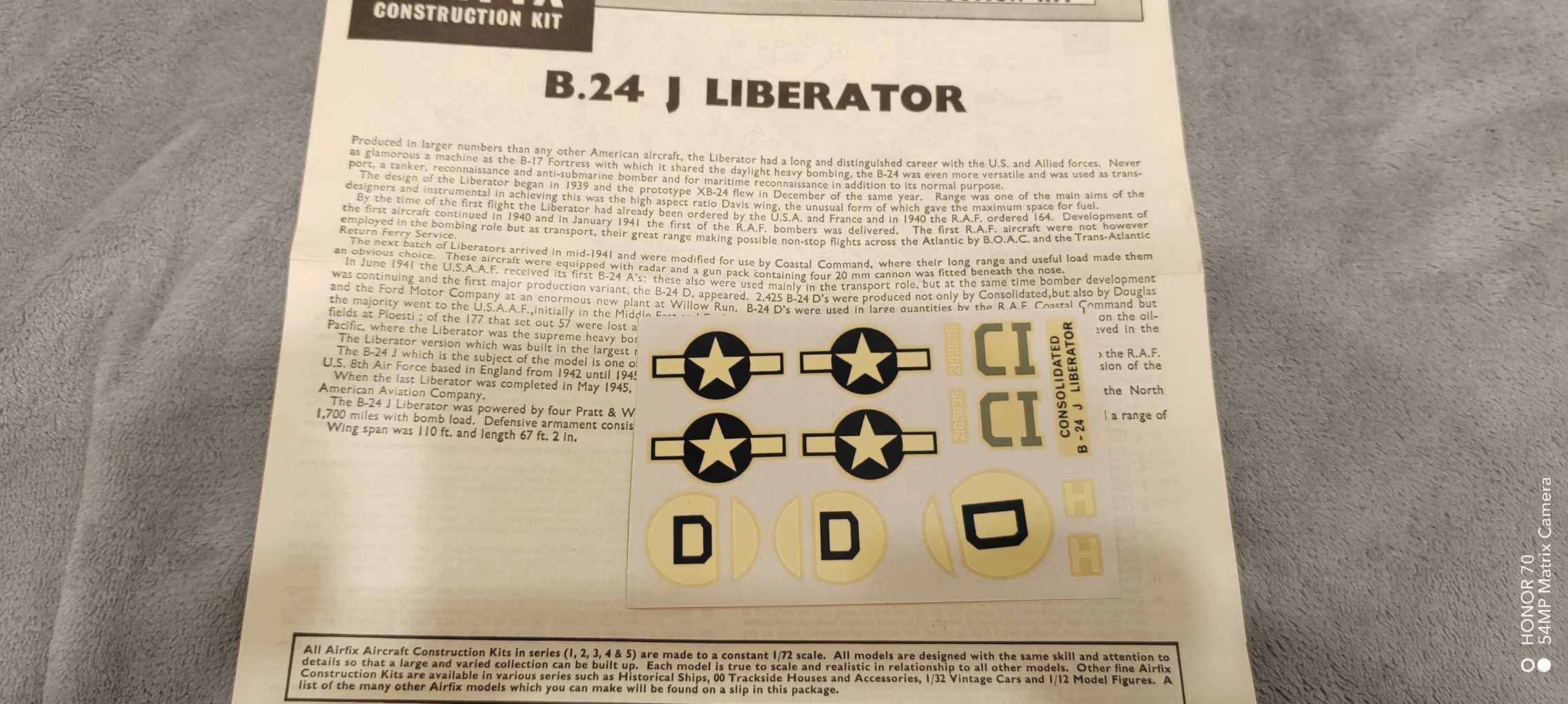 Model do sklejania unikat Airfix  B-24J Liberator 1:72