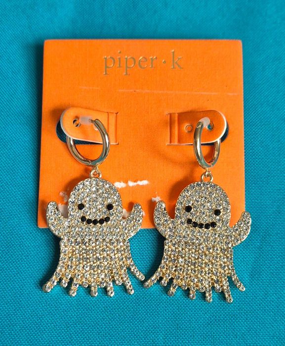 Kolczyki złote błyszczące duchy/duszki, wiszące - NOWE z TK Maxx