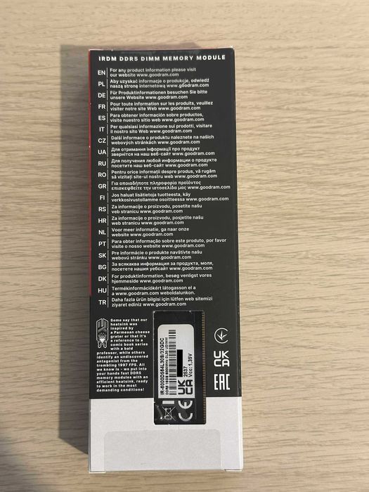 NOWA pamięć RAM DDR5 GOODRAM IRDM 32GB  (2x16GB) 6000MHz CL30