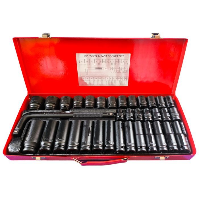 Набір головок ударных короткі і довгі 35 шт 8-32 мм набор ударных голо