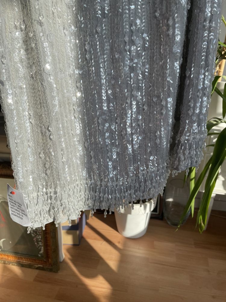 Cekinowa sukienka midi midaxi zestaw bluzka spódnica asos luxe xxl 44