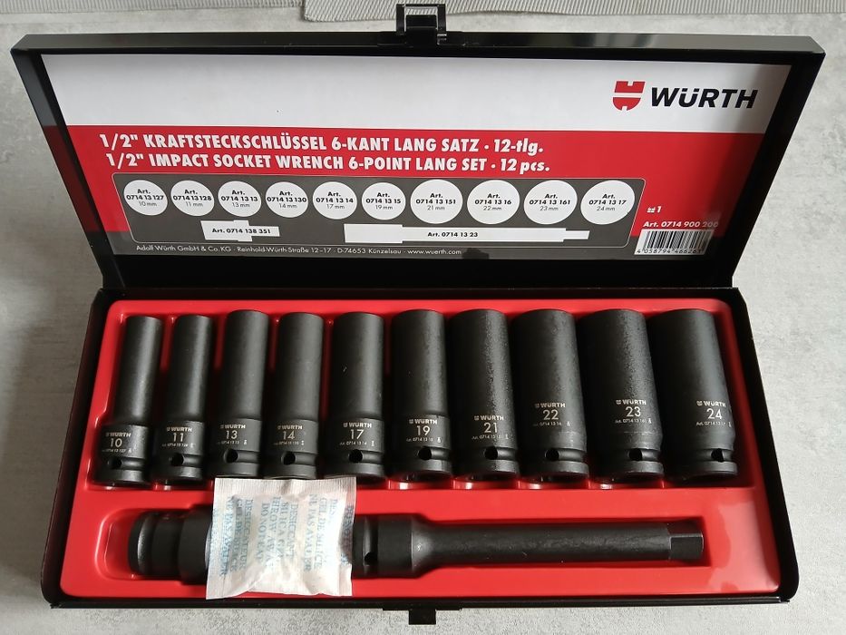 Wurth zestaw długich kluczy nasadowych udarowych 1/2 cala