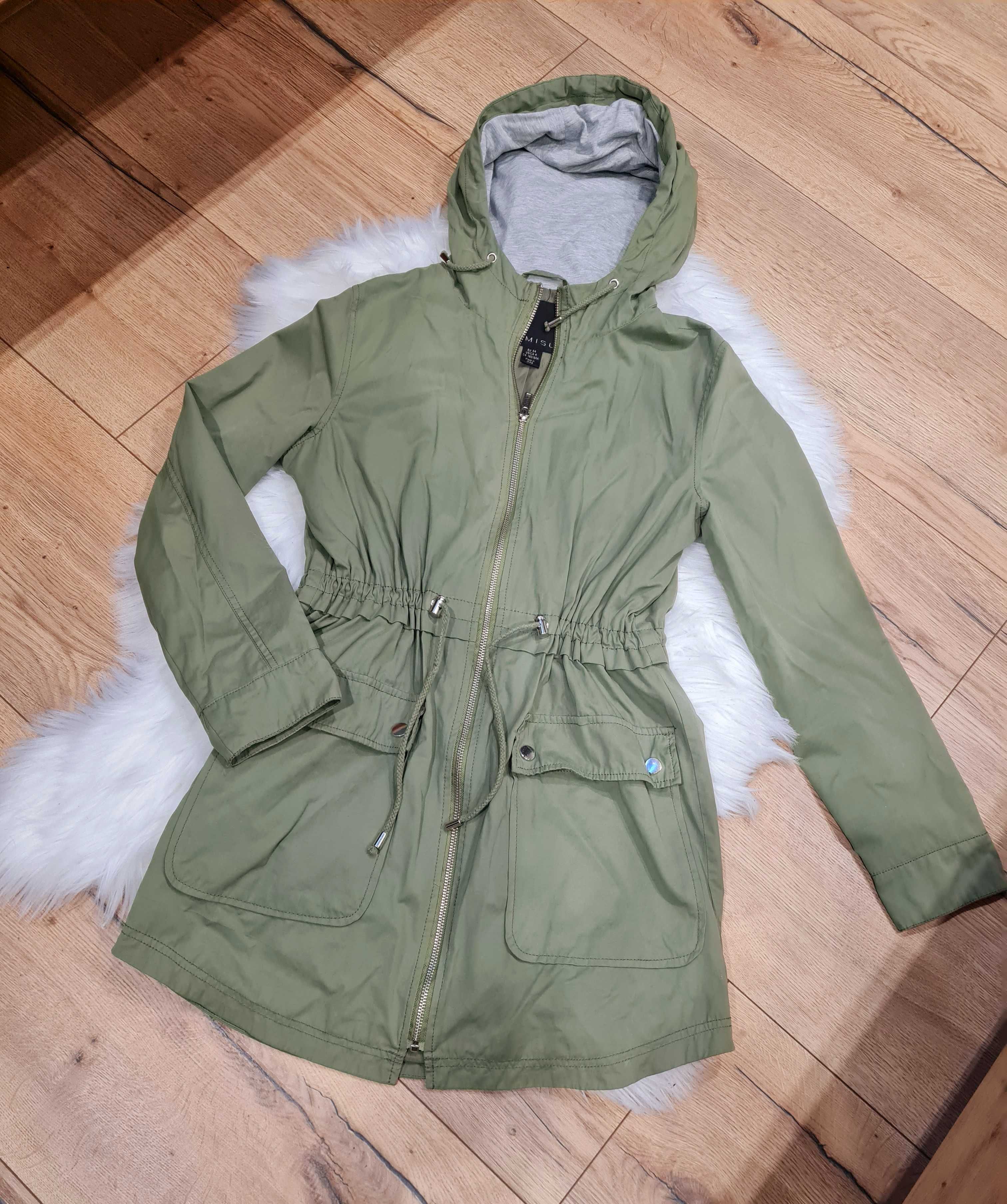 Parka wiosenna kurtka zielona khaki 34